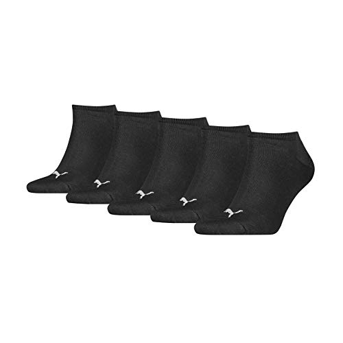 PUMA Unisex Puma Unisex Plain Sneaker - Trainer (5 Pack) Socks, Black, 9-11 UK