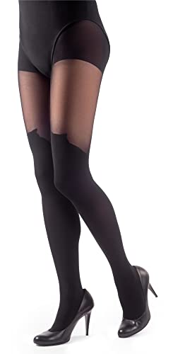 NOQ Stockings Imitation Tights Matt Semi Sheer Ladies Sexy Pantyhose Over-knee Pattern Office Date Patterned Outfit, Kitten Nero S