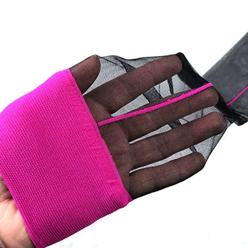 scicent Hold Up Stockings - Hold Ups - Sheer Stockings - Seamed Stockings (One Size), Black Red Line, 6-16