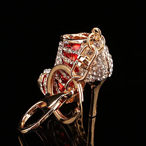 Fdit Crystal Keyring, Yosoo Lady Gift Rhinestone Stiletto High Heel Shoe Crystal Blue Enamel Keychain Multicolor Enamel Keychain (High Heels - Red) ¡­