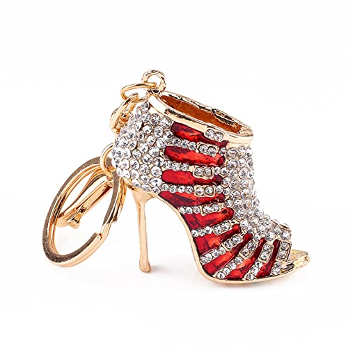 Fdit Crystal Keyring, Yosoo Lady Gift Rhinestone Stiletto High Heel Shoe Crystal Blue Enamel Keychain Multicolor Enamel Keychain (High Heels - Red) ¡­
