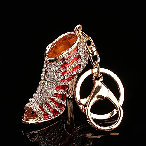 Fdit Crystal Keyring, Yosoo Lady Gift Rhinestone Stiletto High Heel Shoe Crystal Blue Enamel Keychain Multicolor Enamel Keychain (High Heels - Red) ¡­