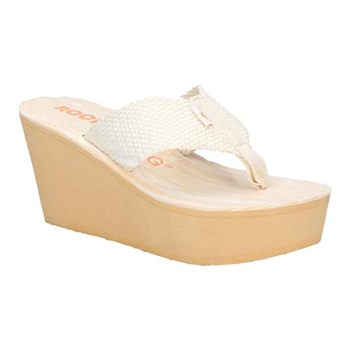 Rocket Dog Diver Womens Cream Wedged Sandal - Size 6 UK - Off-White