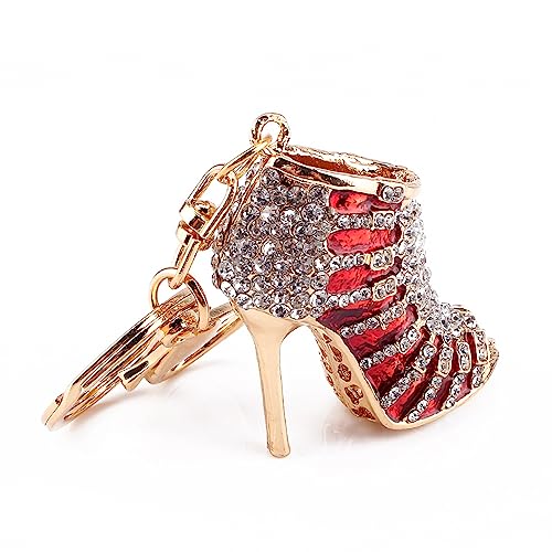 Fdit Crystal Keyring, Yosoo Lady Gift Rhinestone Stiletto High Heel Shoe Crystal Blue Enamel Keychain Multicolor Enamel Keychain (High Heels - Red) ¡­