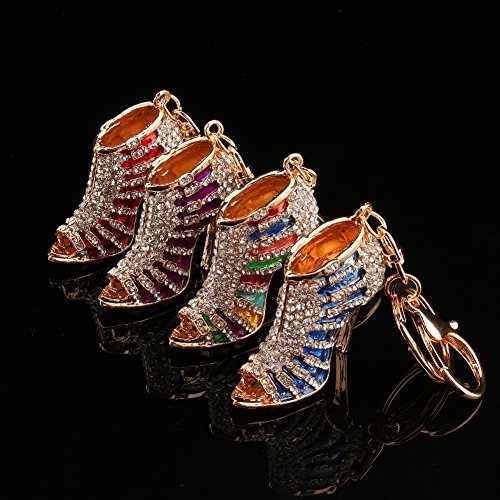 Fdit Crystal Keyring, Yosoo Lady Gift Rhinestone Stiletto High Heel Shoe Crystal Blue Enamel Keychain Multicolor Enamel Keychain (High Heels - Red) ¡­