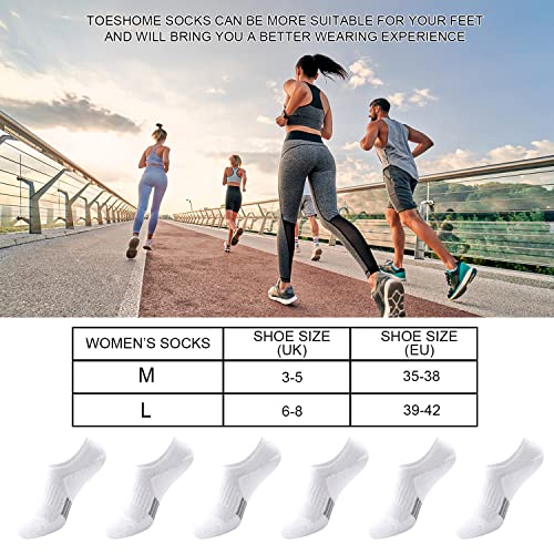 6 Pairs Invisible Ankle Trainer Socks Womens, White No Show Low Cut Casual Socks, Non Slip Cushioned Socks for Ladies and Girls Sneaker Canvas Shoes 3-5