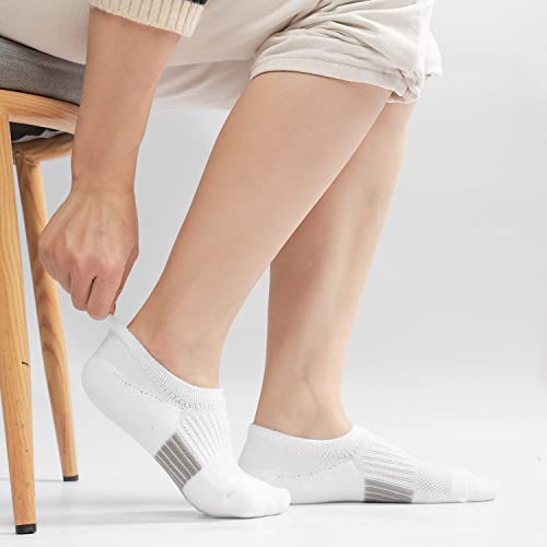 6 Pairs Invisible Ankle Trainer Socks Womens, White No Show Low Cut Casual Socks, Non Slip Cushioned Socks for Ladies and Girls Sneaker Canvas Shoes 3-5