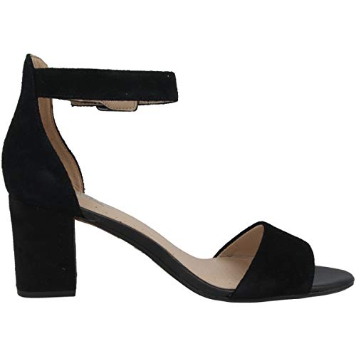 Clarks Womens 261451604 Ankle Strap Heels, Black (Black Suede -), 6 UK
