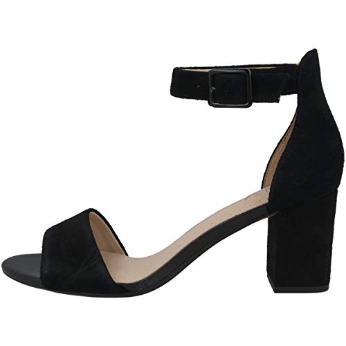 Clarks Womens 261451604 Ankle Strap Heels, Black (Black Suede -), 6 UK