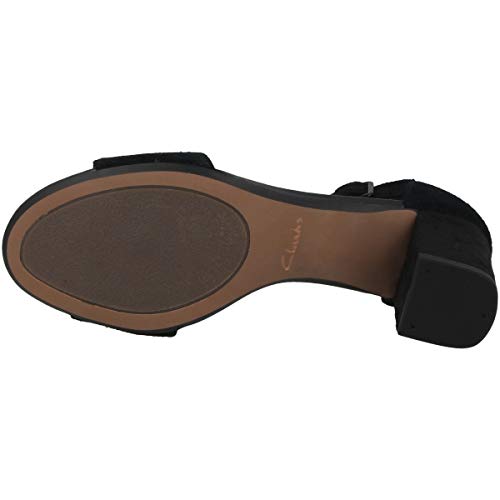 Clarks Womens 261451604 Ankle Strap Heels, Black (Black Suede -), 6 UK