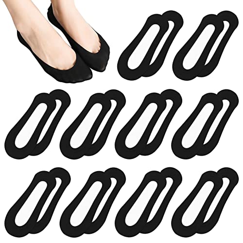 ZOCONE 10 Pairs No Show Socks Women Invisible Black Shoe Socks Women Low Cut Liner foot Socks Boat Shoes Sneakers and Loafers Non slip socks for Women with Silicone Strips Size 3-6 (Black)