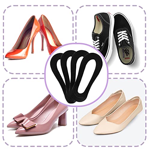 LECTNORE 4Pairs No Show Socks Women Low Cut Socks Invisible Ultra Low Cut Boat Socks Non-Slip Socks with Silicone Strips for Sneaker High-heel Shoes Loafer Black