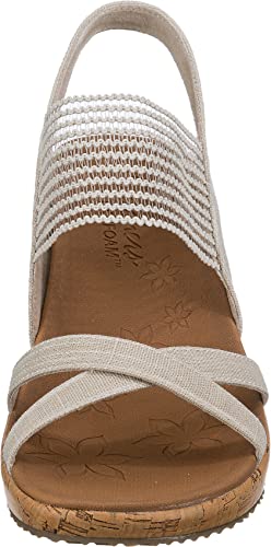 Skechers Women's Beverlee High Tea Sandal,Natural Sparkle Linen Gore Trim,6 UK