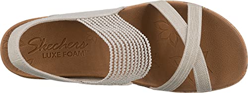 Skechers Women's Beverlee High Tea Sandal,Natural Sparkle Linen Gore Trim,6 UK