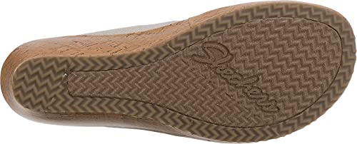 Skechers Women's Beverlee High Tea Sandal,Natural Sparkle Linen Gore Trim,6 UK