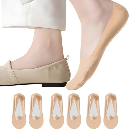 No Show Socks for Women, 6 Pairs Non Slip Invisible Boat Socks Ladies Pop Socks, Cotton Ultra Low Cut Liner Socks Ladies Trainer Sneaker Socks for Loafer Flats Boat Shoes Size 4-7