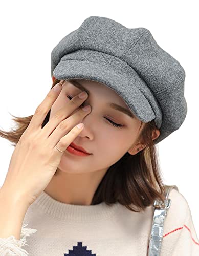 Idopy Women's Retro Peaked Ivy Newsboy Paperboy Baker Boy Beanie Gatsby Cabbie Painter Cap Hats Grey