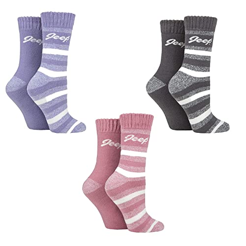 Jeep 2 Pack Thermal Boot Socks & Hoisery Rose/Cream One Size