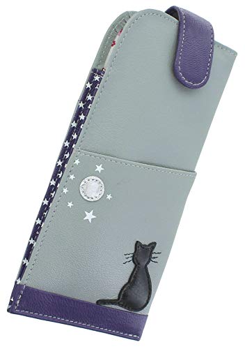 Mala Leather Midnight Collection Soft Slim Leather Glasses Case 5152_35 Grey