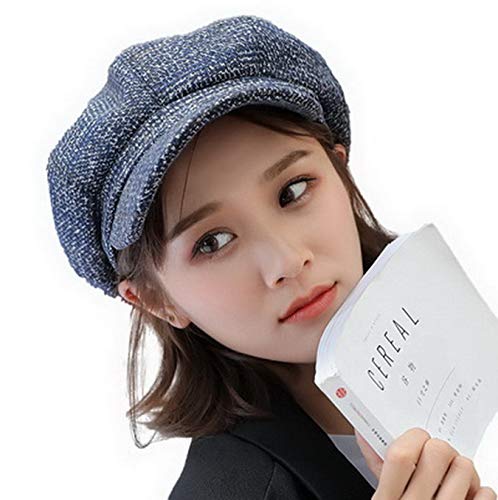 Fancyland Women Vintage Baker Boy Cap Peaked Beret Hat Flat Cap Navy