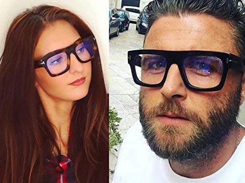 Allt Unisex Large Square Optical Eyewear Non-prescription Eyeglasses Flat Top Clear Lens Glasses Frames, Black, Large