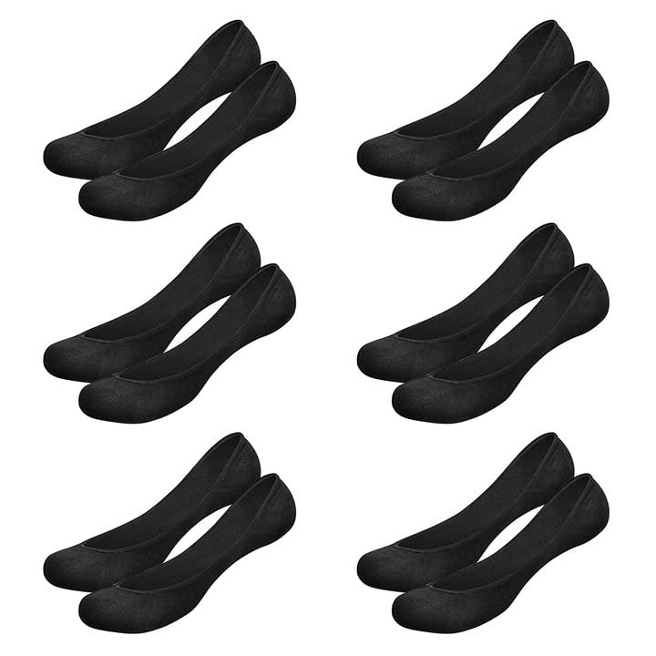 TSHAOUN 6 Pairs Women No Show Socks,pop socks, Low Cut Liner Socks,trainer socks,Invisible Low Cut Socks Non Slip for Boat Shoes Sneakers and Loafers for Loafer Boat Flats (Black)