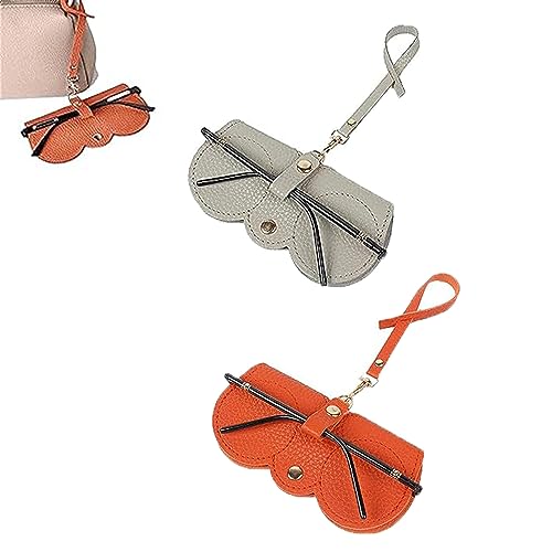 2 Pcs Soft Leather Sunglasses Bag, Portable Slim Glasses Case, Travel Protective Cover for Glasses, Lanyard Portable Sunglasses Organizer Bag Sunglasses Storage Holder for Women Men
