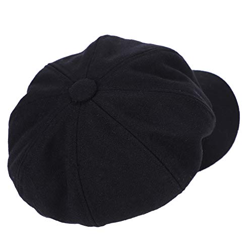 Women Girls Baker Boy Hat Wool French Style Wool Beret Hat 8-Panel Winter Warm Newsboy Peaked Beret Hat Chic Visor Beanie Winter Autumn Hat Stretchable Flat Cap in Solid Colour Elegant Bowler Hat
