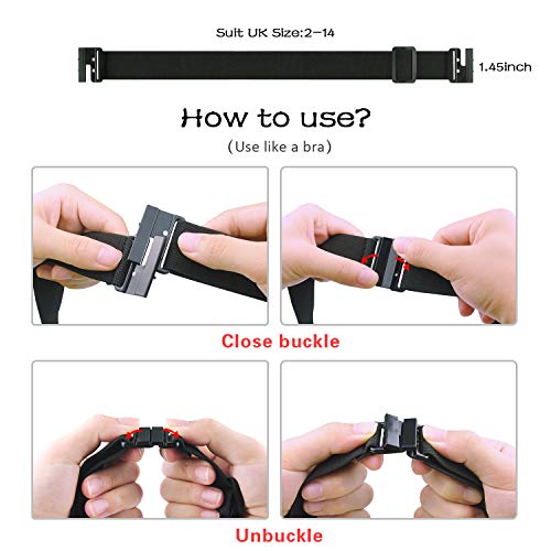 Hanshengday Women Elastic Belt Invisible Stretch for Jeans Pants Dresses shorts Flat Buckle no show Waistband Strap Adjustable No-slip Causal belt