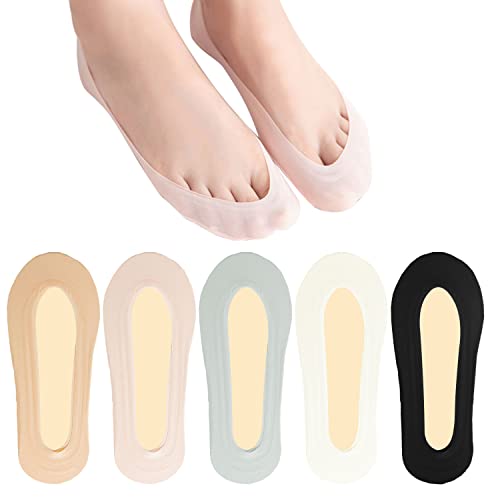 Thboxes 5 Pairs Women Invisible No Show Socks, Non Slip Liners Socks Ultra Low Cut Boat Socks with Silicone Strips for Boat Shoes Sneakers