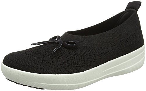 Fitflop Women Uberknit Slip-on Ballerina with Bow Closed Toe Ballet Flats, Black (Black 001), 7 UK (41 EU)