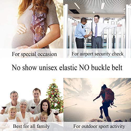 Hanshengday Women Elastic Belt Invisible Stretch for Jeans Pants Dresses shorts Flat Buckle no show Waistband Strap Adjustable No-slip Causal belt