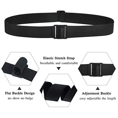 Hanshengday Women Elastic Belt Invisible Stretch for Jeans Pants Dresses shorts Flat Buckle no show Waistband Strap Adjustable No-slip Causal belt