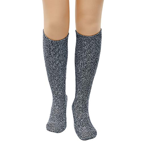 Geyoga Wellie Socks Womens 4-8 Wellington Boot Socks Thermal Long Knee High Socks Walking Wool Socks Ladies Winter Socks in 5 Colors UK (Dark Grey,13.8 Inches)