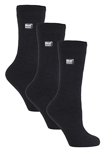 HEAT HOLDERS Lite - 3 Pair Multipack Womens Thermal Socks for Winter | Thin & Warm Socks for Dress Socks (4-8, Black)