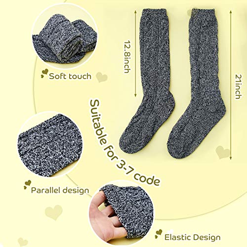 Geyoga Wellie Socks Womens 4-8 Wellington Boot Socks Thermal Long Knee High Socks Walking Wool Socks Ladies Winter Socks in 5 Colors UK (Dark Grey,13.8 Inches)