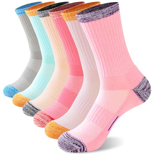 inaWarm Womens Walking Socks 6 Pairs, Ladies Hiking Socks Breathable Cushioned thermal Cotton Socks Women，Outdoor Sports Anti-Blister Thick Socks and Multi Performance Athletic Boot Socks