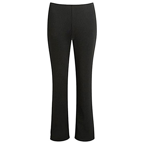 MyShoeStore Pack of 2 Ladies Bootleg Trousers Women Boot Cut High Rise Stretch Soft Finely Ribbed Pull On Nurse Carer Work Bottoms Elasticated Waist Pants Plus Big Size(Black, 18/29)