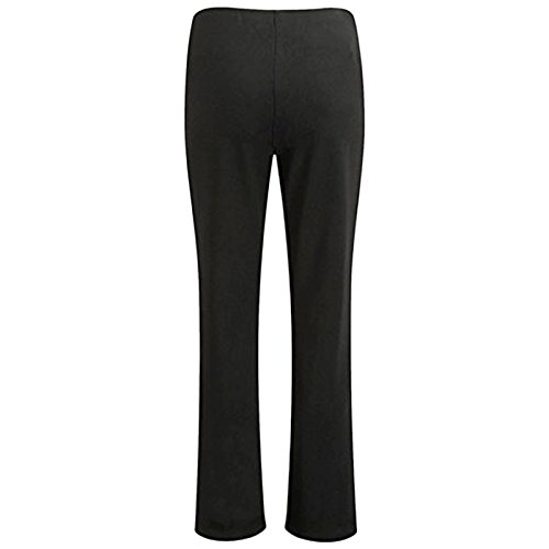 MyShoeStore Pack of 2 Ladies Bootleg Trousers Women Boot Cut High Rise Stretch Soft Finely Ribbed Pull On Nurse Carer Work Bottoms Elasticated Waist Pants Plus Big Size(Black, 18/29)