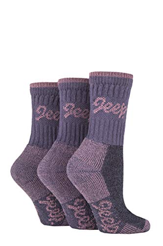 Jeep Ladies Luxury Terrain Boot Socks Pack of 3 Purple/Pink 4-8