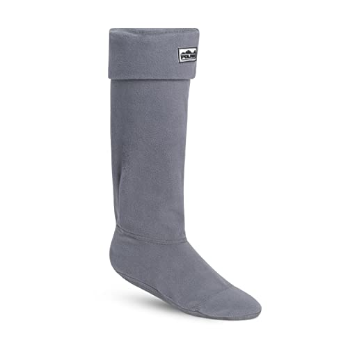 Polar Womens Thermal Fleece Welly Wellington Boot Warm Cosy Soft Wellie Socks - Grey - M