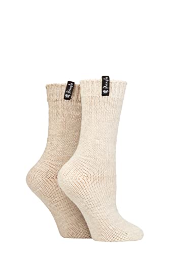 Pringle Ladies Classic Fashion Boot Socks Pack of 2 Plain Oatmeal/Beige 4-8