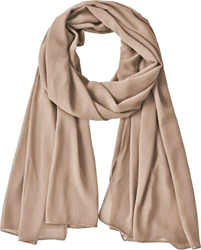 OgLuxe Women Ladies Breatheable Solid Soft Chiffon Fashion Scarf Shawl Wrap Nude