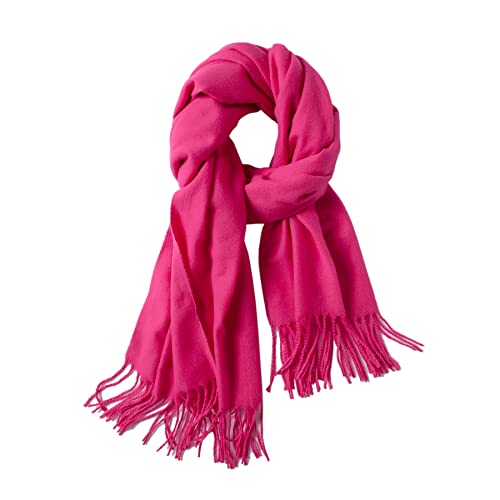 Cashmere Feel Scarfs for Women Long Fringe Scarf Ladies Wraps Shawls Scarves - Fuchsia