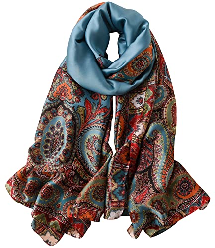 NUWEERIR Womens 100% Large Mulberry Silk Scarf Long Satin Scarf Fashion Designer Scarf Lightweight Wraps, 65, One Size