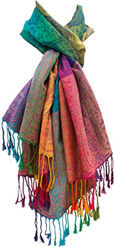 Women's Scarf "Morocco" Rainbow Color Shawl Pashmina Viscose/Polyester - multicolour colourfull - xxl 180 x 60 cm