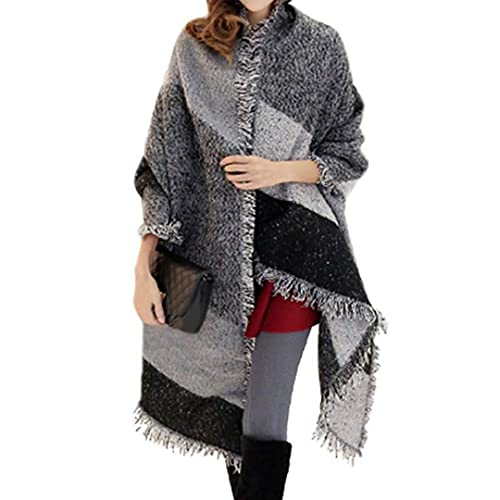 Miss Lulu Women Tartan Scarf Winter Long Soft Warm Tartan Check Scarves Wraps Wool Spinning Tassel Shawl Long Stole