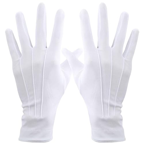 White Stitched Gloves for Vintage/Retro Styles