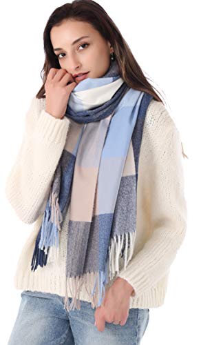 DiaryLook Plaid Warm Blanket Scarf for Winter, Long Ladies Scarves Check Soft, Wool Tartan Shawl Wraps for Women