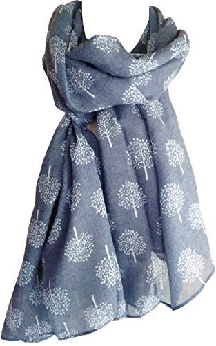 Mulberry Tree Print Scarf Womens Lightweight Fashion Large Wrap (Denim Blue)